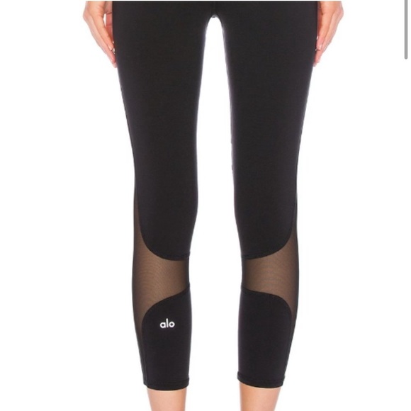 Alo Sheer Detail Black Leggings - Picture 4 of 12